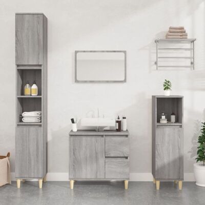 Badschrank Grau Sonoma 30x30x100 Cm Holzwerkstoff Vidaxl Badschrank Grau Sonoma 30x30x100 Cm Holzwerkstoff Vidaxl