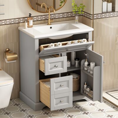 SANS MARQUE Bodenstehender Badezimmerschrank – 76x46x87 Cm – 47.5 Kg – Aus Mdf – Robustes Und Langlebiges Material – Multifunktionaler Stauraum SANS MARQUE Bodenstehender Badezimmerschrank – 76x46x87 Cm – 47.5 Kg – Aus Mdf – Robustes Und Langlebiges Material – Multifunktionaler Stauraum