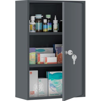 OEM Wand-medizinschrank, Badezimmerschrank Mit 3 Regalböden, 2 Schlüsseln, 40 X 18 X 60 Cm, Grau OEM Wand-medizinschrank, Badezimmerschrank Mit 3 Regalböden, 2 Schlüsseln, 40 X 18 X 60 Cm, Grau