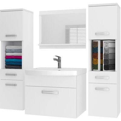 Belini Badmöbel Set Pri M6 120 Cm - Moderner Badschrank Mit Waschbecken & Spiegel, Vollausstattung Wandmontage - Weiß Matt Belini Badmöbel Set Pri M6 120 Cm - Moderner Badschrank Mit Waschbecken & Spiegel, Vollausstattung Wandmontage - Weiß Matt