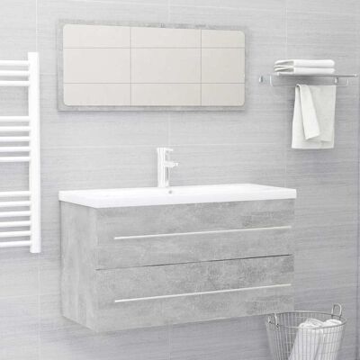 VidaXL Badezimmermöbel-Set - Sperrholz, Grau Beton - Badezimmermöbel-Set VidaXL Badezimmermöbel-Set - Sperrholz, Grau Beton - Badezimmermöbel-Set