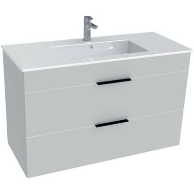 Jika Cube Weißes Badezimmermöbel - 2 Schubladen - Keramikwaschbecken Jika Cube Weißes Badezimmermöbel - 2 Schubladen - Keramikwaschbecken