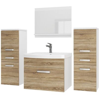 Belini Badmöbel Set Pri M4 120 Cm - Moderner Badschrank Mit Waschbecken & Spiegel, Vollausstattung Wandmontage - Sonoma Eiche Matt Belini Badmöbel Set Pri M4 120 Cm - Moderner Badschrank Mit Waschbecken & Spiegel, Vollausstattung Wandmontage - Sonoma Eiche Matt