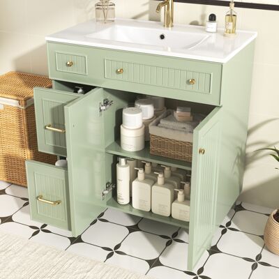 SANS MARQUE Badezimmerschrank – 81,7x46,8x90 Cm – 40.7 Kg – Aus Mdf – Keramikwaschbecken, Langlebig Und – Vielseitiger Stauraum, Schluss – Modell B SANS MARQUE Badezimmerschrank – 81,7x46,8x90 Cm – 40.7 Kg – Aus Mdf – Keramikwaschbecken, Langlebig Und – Vielseitiger Stauraum, Schluss – Modell B