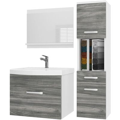 Belini Badmöbel Set Pri M3 90 Cm - Moderner Badschrank Mit Waschbecken & Spiegel, Vollausstattung Wandmontage - Glamour Holz Matt Belini Badmöbel Set Pri M3 90 Cm - Moderner Badschrank Mit Waschbecken & Spiegel, Vollausstattung Wandmontage - Glamour Holz Matt