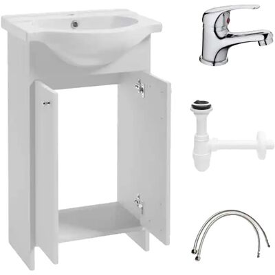 OEM Waschtisch Mit Waschbecken, 50 Cm Breit, Freistehend, Holzrahmen, Melaminplatten-design, Moderner, Kompakter Stil OEM Waschtisch Mit Waschbecken, 50 Cm Breit, Freistehend, Holzrahmen, Melaminplatten-design, Moderner, Kompakter Stil