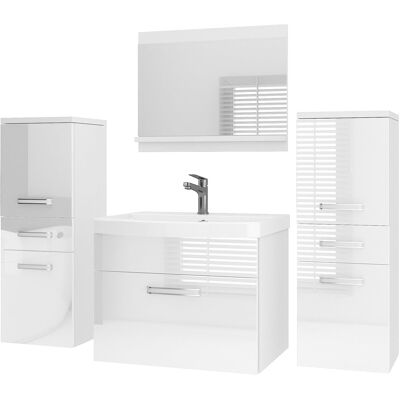 Belini Badmöbel Set Pri P4 120 Cm - Moderner Badschrank Mit Waschbecken & Spiegel, Vollausstattung Wandmontage - Weiß Hochglanz Belini Badmöbel Set Pri P4 120 Cm - Moderner Badschrank Mit Waschbecken & Spiegel, Vollausstattung Wandmontage - Weiß Hochglanz