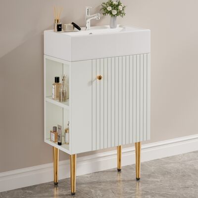 SANS MARQUE Badezimmermöbel Waschbecken – 55x31x91,5 Cm – 23.9 Kg – Aus Mdf – Ein Konkav-konvexes, Dreidimensionales – Ausgestattet Mit Einem SANS MARQUE Badezimmermöbel Waschbecken – 55x31x91,5 Cm – 23.9 Kg – Aus Mdf – Ein Konkav-konvexes, Dreidimensionales – Ausgestattet Mit Einem