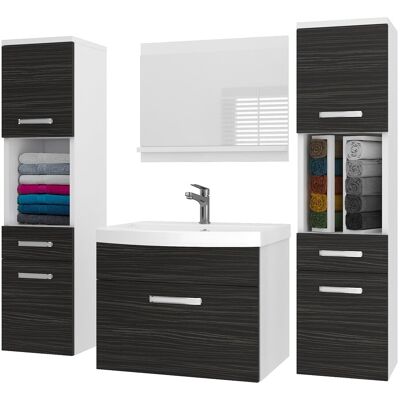 Belini Badmöbel Set Pri M6 120 Cm - Moderner Badschrank Mit Waschbecken & Spiegel, Vollausstattung Wandmontage - Ebenholz Matt Belini Badmöbel Set Pri M6 120 Cm - Moderner Badschrank Mit Waschbecken & Spiegel, Vollausstattung Wandmontage - Ebenholz Matt