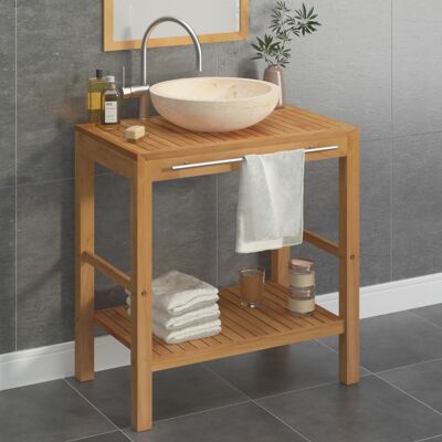 Vidaxl Bathroom Vanity Cabinet Solid Teak With Sink Marble Cream (325709+142775) Vidaxl Bathroom Vanity Cabinet Solid Teak With Sink Marble Cream (325709+142775)