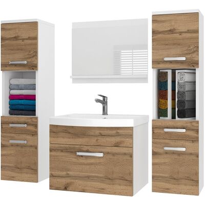 Belini Badmöbel Set Pri M6 120 Cm - Moderner Badschrank Mit Waschbecken & Spiegel, Vollausstattung Wandmontage - Goldbraun Matt Belini Badmöbel Set Pri M6 120 Cm - Moderner Badschrank Mit Waschbecken & Spiegel, Vollausstattung Wandmontage - Goldbraun Matt