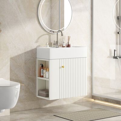 SANS MARQUE Badezimmermöbel Waschbecken – 55x31x66,5 Cm – 23 Kg – Aus Spanplatte – Ein Konkav-konvexes, Dreidimensionales – Ausgestattet Mit Einem – Modell B SANS MARQUE Badezimmermöbel Waschbecken – 55x31x66,5 Cm – 23 Kg – Aus Spanplatte – Ein Konkav-konvexes, Dreidimensionales – Ausgestattet Mit Einem – Modell B