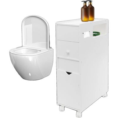 OEM Schmaler Badezimmerschrank, Schlanker Aufbewahrungsorganizer, Integrierte Kosmetiktuchbox Und Abfalleimer, Weiß OEM Schmaler Badezimmerschrank, Schlanker Aufbewahrungsorganizer, Integrierte Kosmetiktuchbox Und Abfalleimer, Weiß