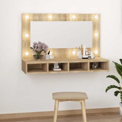 vidaXL Sonoma Eichen LED Wandspiegel mit Schrank - Spiegelkasten vidaXL Sonoma Eichen LED Wandspiegel mit Schrank - Spiegelkasten