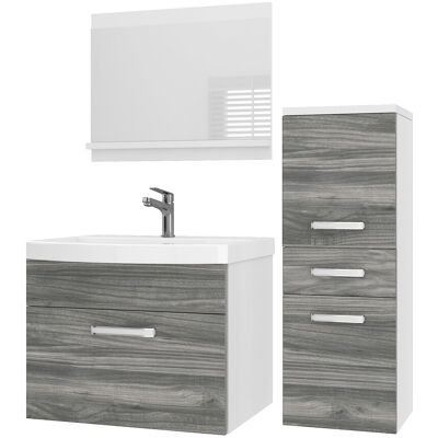 Belini Badmöbel Set Pri M2 90 Cm - Moderner Badschrank Mit Waschbecken & Spiegel, Vollausstattung Wandmontage - Glamour Holz Matt Belini Badmöbel Set Pri M2 90 Cm - Moderner Badschrank Mit Waschbecken & Spiegel, Vollausstattung Wandmontage - Glamour Holz Matt