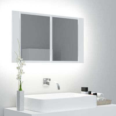 vidaXL Weißes LED-Badspiegelschrank - 80x12x45 cm vidaXL Weißes LED-Badspiegelschrank - 80x12x45 cm