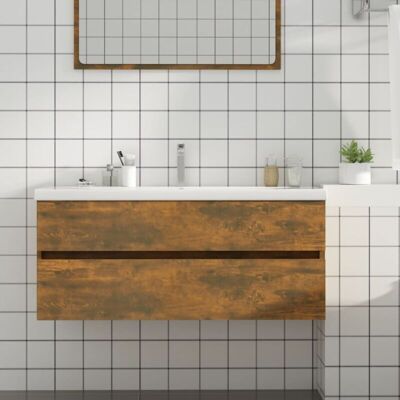 Waschbeckenschrank Räuchereiche 100x38,5x45 Cm Holzwerkstoff Vidaxl Waschbeckenschrank Räuchereiche 100x38,5x45 Cm Holzwerkstoff Vidaxl