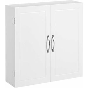 SONGMICS Vasagle Badezimmerschrank, Wandschrank, Aufbewahrungsschrank mit 2 Türen, mit 2 verstellbaren Regalebenen, 60 x 18 x 60 cm, skandinavischer Stil,