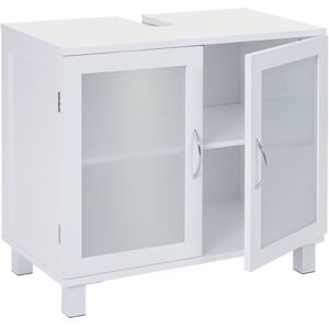 Waschbeckenunterschrank HHG-375, Badschrank mit Staufach, 60x65x33cm weiß - white