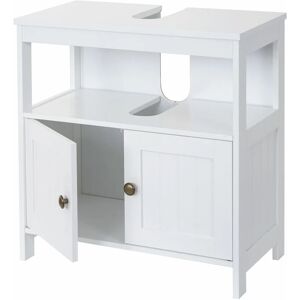 Neuwertig] Waschbeckenunterschrank HHG 590, Badschrank Badezimmer Unterschrank Waschtischunterschrank, 60x60x30cm weiß - white