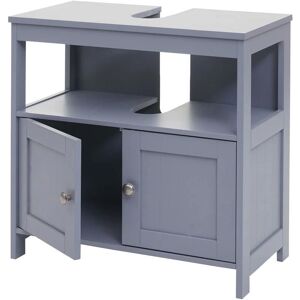 Neuwertig] Waschbeckenunterschrank HHG 590, Badschrank Badezimmer Unterschrank Waschtischunterschrank, 60x60x30cm grau - grey