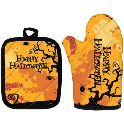 JUTE Neue Grenzüberschreitende Halloween-ofenhandschuhe Mit Buchstabenaufdruck, Set Für Backofen Und Mikrowelle JUTE Neue Grenzüberschreitende Halloween-ofenhandschuhe Mit Buchstabenaufdruck, Set Für Backofen Und Mikrowelle