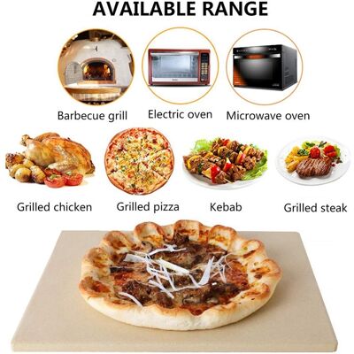 HEAT 1 Set Pizzastein, Pizzaschieber Aus Holz, Backstein Für Backofen Und Grill, Hitzebeständiger Kochstein HEAT 1 Set Pizzastein, Pizzaschieber Aus Holz, Backstein Für Backofen Und Grill, Hitzebeständiger Kochstein
