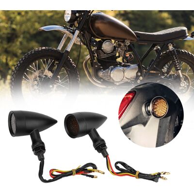 HEAT Motorradblinker, 2 Stück, Vintage-bremslichtzubehör, Anpassbarer Grill, Schwarz HEAT Motorradblinker, 2 Stück, Vintage-bremslichtzubehör, Anpassbarer Grill, Schwarz
