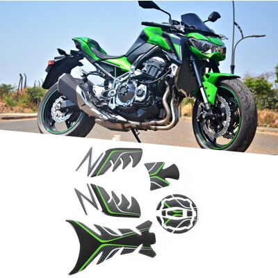 HEAT Öltank-3d-schutzpolster, Zierleiste Mit Fischgrätenmuster, Passend Für Kawasaki Ninja Z900 HEAT Öltank-3d-schutzpolster, Zierleiste Mit Fischgrätenmuster, Passend Für Kawasaki Ninja Z900
