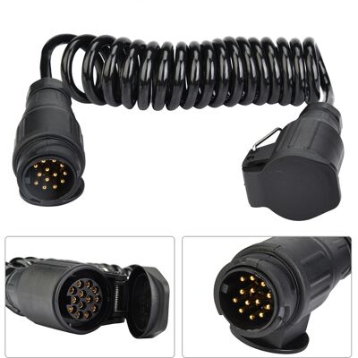 HEAT 13-poliger Anhängerstecker Mit Federkabel, Kabeladapter Für Wohnwagen Und Zugfahrzeug, Wasserdichter Stecker, Elektrisches Anschlussset HEAT 13-poliger Anhängerstecker Mit Federkabel, Kabeladapter Für Wohnwagen Und Zugfahrzeug, Wasserdichter Stecker, Elektrisches Anschlussset