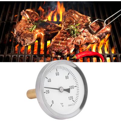 JUTE Horizontales Thermometer 63 Mm, Aluminium-mikrometer, 0 - 120 °c, Bimetallthermometer Für Backofen/grill. JUTE Horizontales Thermometer 63 Mm, Aluminium-mikrometer, 0 - 120 °c, Bimetallthermometer Für Backofen/grill.