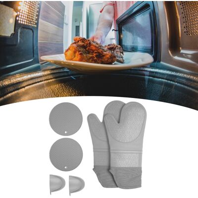 JUTE Dicke Silikon-küchenhandschuhe Zum Grillen, Für Die Mikrowelle Und Den Backofen Inklusive 2 Handclips Und 2 Hitzebeständigen Pads (grau). JUTE Dicke Silikon-küchenhandschuhe Zum Grillen, Für Die Mikrowelle Und Den Backofen Inklusive 2 Handclips Und 2 Hitzebeständigen Pads (grau).