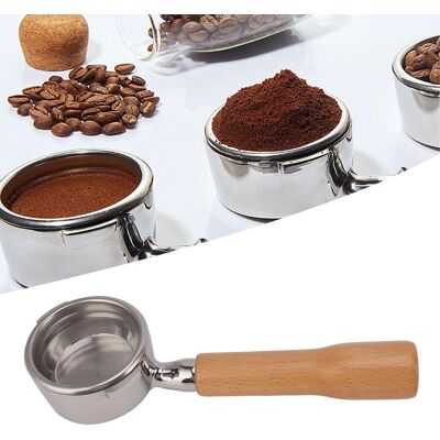 JUTE Gaggia 58-mm-kaffeemaschinengriff, Doppelter Edelstahlgriff Für Espresso, Bodenloser Griff C1, Naturfarbenes Buchenholz JUTE Gaggia 58-mm-kaffeemaschinengriff, Doppelter Edelstahlgriff Für Espresso, Bodenloser Griff C1, Naturfarbenes Buchenholz
