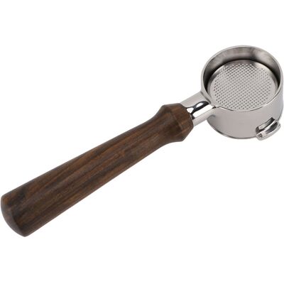 HEAT 51-mm-siebträger Ohne Boden Mit 2 Nasen, Passend Für Delonghi Kaffeemaschinen. Edelstahl, Holzgriff, Gerade Ausführung. HEAT 51-mm-siebträger Ohne Boden Mit 2 Nasen, Passend Für Delonghi Kaffeemaschinen. Edelstahl, Holzgriff, Gerade Ausführung.