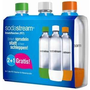 Sodastream Pet Flasche 3 x 1 L Tripack, weiß, grün, orange Wassersprudler