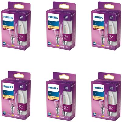 Philips Vorteilspaket E14 Kerzen Lampe Klar 25 W Nicht Dimmbar Warmweißes Licht - 12 Stück Philips Vorteilspaket E14 Kerzen Lampe Klar 25 W Nicht Dimmbar Warmweißes Licht - 12 Stück
