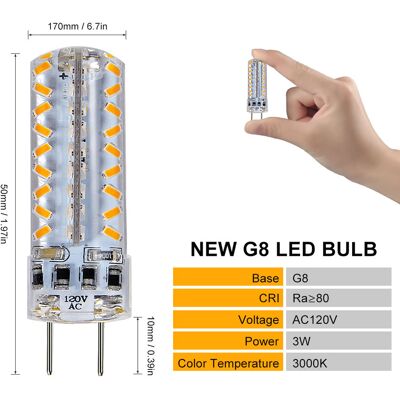 HEAT Ejoyous G8 120v 3w Led-lampe, Warmweiß 3000k, 72 Smd 3014 Leds, Dimmbar, Energiesparend, 6er-pack HEAT Ejoyous G8 120v 3w Led-lampe, Warmweiß 3000k, 72 Smd 3014 Leds, Dimmbar, Energiesparend, 6er-pack