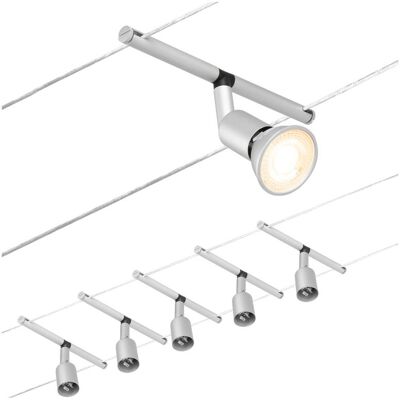 Paulmann 94442 Seilsystem Set Salt Chrom Matt 5 Spots Ohne Leuchtmittel Max.10w Gu5,3 Dc 60va Paulmann 94442 Seilsystem Set Salt Chrom Matt 5 Spots Ohne Leuchtmittel Max.10w Gu5,3 Dc 60va