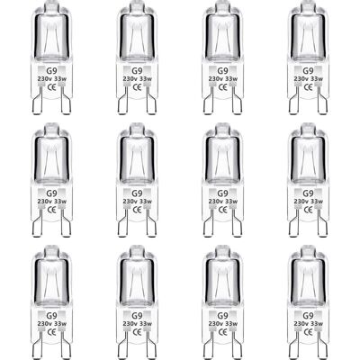 BOBYPET 12er-pack G9-halogenkapsellampen, 33 W, 230 V, Dimmbar, 460 Lm, Warmweiß (2700 K), G9-sockel, Für Backöfen, Kronleuchter, Gartenleuchten Und Schrankbeleuchtung BOBYPET 12er-pack G9-halogenkapsellampen, 33 W, 230 V, Dimmbar, 460 Lm, Warmweiß (2700 K), G9-sockel, Für Backöfen, Kronleuchter, Gartenleuchten Und Schrankbeleuchtung