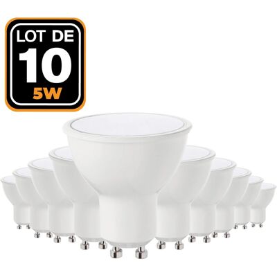 Europalamp - 10 Glühlampen Gu10 5w Eq. 40w Kaltweiß 6000k Hohe Helligkeit Europalamp - 10 Glühlampen Gu10 5w Eq. 40w Kaltweiß 6000k Hohe Helligkeit