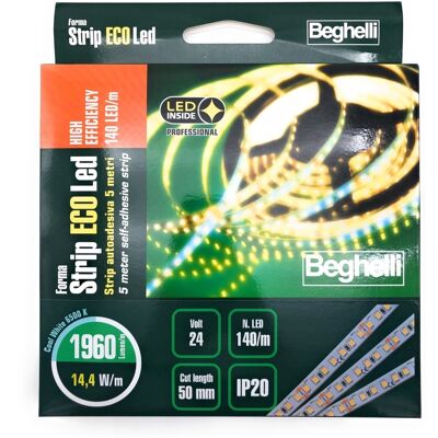 Beghelli - Ecoled He Selbstklebeband 5 Meter Hocheffiziente 140 Leds/m 14.4w/m 24v 6500k Beghelli - Ecoled He Selbstklebeband 5 Meter Hocheffiziente 140 Leds/m 14.4w/m 24v 6500k