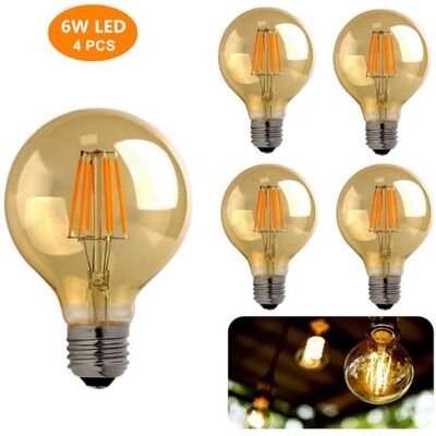 OEM 4er-pack Edison E27 Led-glühbirnen - Vintage Edison - G80 - Warmweiß - 6w (entspricht 60w) OEM 4er-pack Edison E27 Led-glühbirnen - Vintage Edison - G80 - Warmweiß - 6w (entspricht 60w)