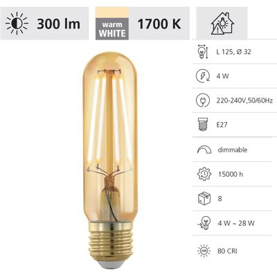 Eglo - Led Stablampe T32 E27 4w Amber Leuchtmittel Eglo - Led Stablampe T32 E27 4w Amber Leuchtmittel