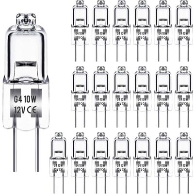 GALOZZOIT G4 12v 10w Halogenlampe, G4-lampe, Dimmbare G4-halogenlampe, 2800k Warmweiß, Flimmerfrei, G4-bi-pin-sockel, Klare Kapsel Für Kristalllüster, 20 Stück GALOZZOIT G4 12v 10w Halogenlampe, G4-lampe, Dimmbare G4-halogenlampe, 2800k Warmweiß, Flimmerfrei, G4-bi-pin-sockel, Klare Kapsel Für Kristalllüster, 20 Stück