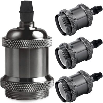 BOBYPET Lablanc – Vintage E27 Perlschwarze Fassung – 4er-set – Keramik Und Aluminium – Max. 600 W, 250 V, Hitzebeständigkeit 600 °c BOBYPET Lablanc – Vintage E27 Perlschwarze Fassung – 4er-set – Keramik Und Aluminium – Max. 600 W, 250 V, Hitzebeständigkeit 600 °c