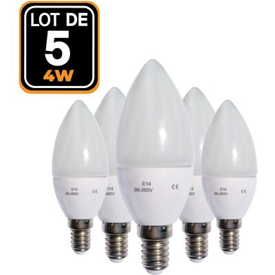 EUROPALAMP 5 Led-glühbirnen Mit Flamme E14 4w 6000k Hohe Helligkeit EUROPALAMP 5 Led-glühbirnen Mit Flamme E14 4w 6000k Hohe Helligkeit