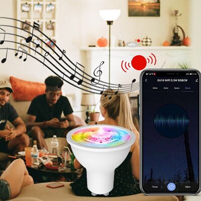 JUTE Intelligente Led-glühbirne Mit Zigbee-smart-led-fassung Im Graffiti-design, Dimmbare Rgbww-lampe, Gu10-sockel/ac90–250 V, 5 W JUTE Intelligente Led-glühbirne Mit Zigbee-smart-led-fassung Im Graffiti-design, Dimmbare Rgbww-lampe, Gu10-sockel/ac90–250 V, 5 W