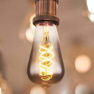 Globo Filament Leuchtmittel Edison Glühbirne led Vintage Lampe Retro Kugel dimmbar, Glas rauch, E27 6 Watt 220 Lumen 2000 Kelvin warmweiß, DxH 6,4x14,1 cm