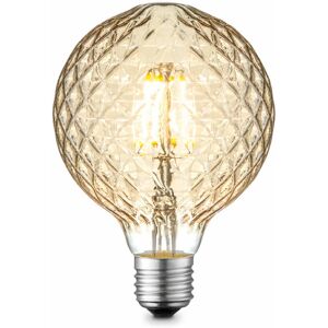 Globo LED Lampe Leuchtmittel Filament 4 Watt warmweiß 2700 Kelvin 380 Lumen E27 Fassung Glas klar amber, DxH 9,5x13,5cm