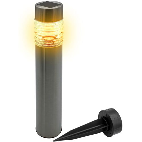 Spetebo - Edelstahl Solar Gehwegleuchte 42 x 8 cm - silber - Garten Wegeleuchte warm weiß